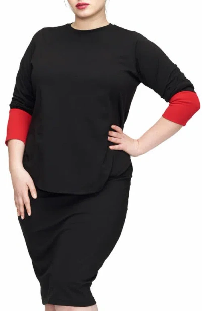 Universal Standard Rhine Colorblock Cuff Top In Black