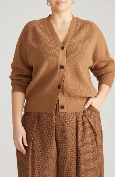 Universal Standard Rib Cardigan In Brown