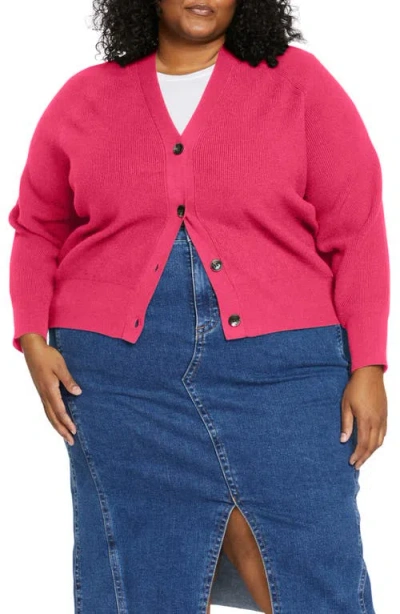 Universal Standard Rib Cardigan In Cerise