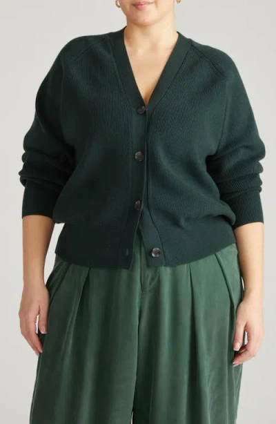 Universal Standard Rib Cardigan In Green