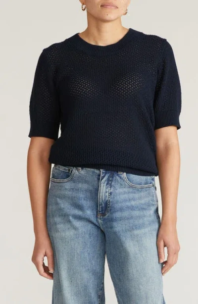 Universal Standard Rosie Cotton Pointelle Sweater In Blue