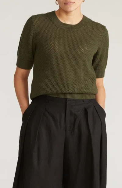 Universal Standard Rosie Cotton Pointelle Sweater In Green