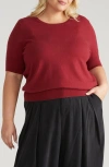 Universal Standard Rosie Short Sleeve Sweater In Red