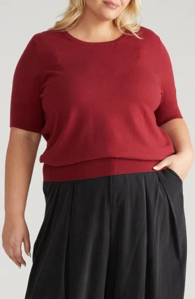 Universal Standard Rosie Short Sleeve Sweater In Red