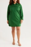 Universal Standard Rubicon Long Sleeve Stretch Cotton Poplin Shirtdress In Kelly Green