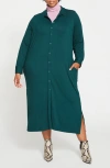Universal Standard Sally Long Sleeve Liquid Jersey Shirtdress In Forest Green