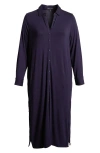 Universal Standard Sally Long Sleeve Liquid Jersey Shirtdress In Midnight