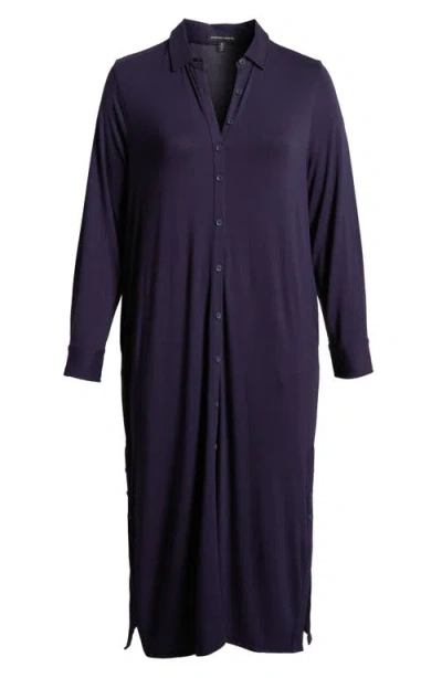 Universal Standard Sally Long Sleeve Liquid Jersey Shirtdress In Midnight