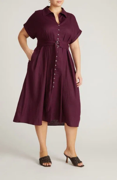 Universal Standard Sandy Linen Blend Shirtdress In Brown