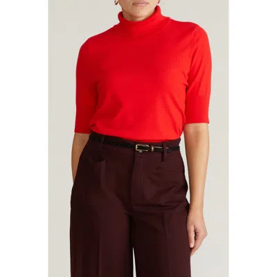 Universal Standard Savvy Short Sleeve Turtleneck Sweater In Red