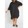 Universal Standard Seaside Long Sleeve Linen Blend Shirtdress In Black