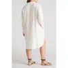 Universal Standard Seaside Long Sleeve Linen Blend Shirtdress In White