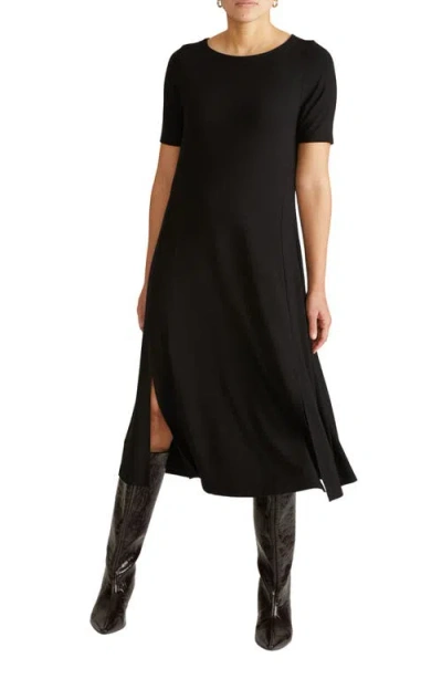 Universal Standard Serena Short Sleeve Jersey Midi Dress In Black