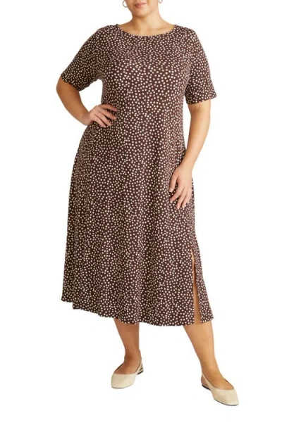 Universal Standard Serena Short Sleeve Jersey Midi Dress In Brown