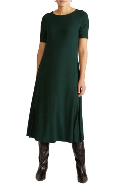 Universal Standard Serena Short Sleeve Jersey Midi Dress In Green