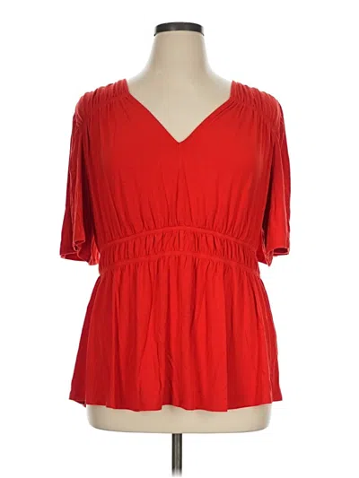 Pre-owned Universal Standard Short Sleeve Blouse In Red