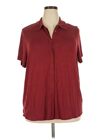 Pre-owned Universal Standard Short Sleeve Polo Shirt In Burgundy