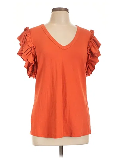 Pre-owned Universal Standard Short Sleeve Top Orange Ruffles Neckline Tops