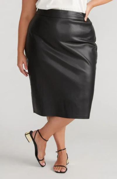 Universal Standard Silaro Faux Leather Pencil Skirt In Black