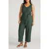 Universal Standard Sleeveless Tie Waist Linen Jumpsuit In Green