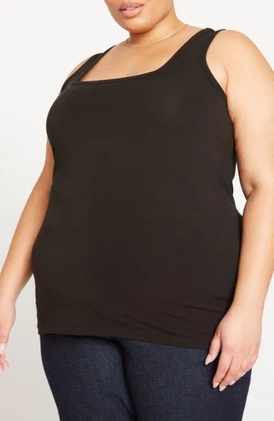 Universal Standard Square Neck Stretch Cotton Tank In Black