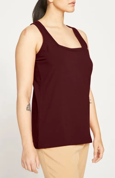 Universal Standard Square Neck Stretch Cotton Tank In Burgundy