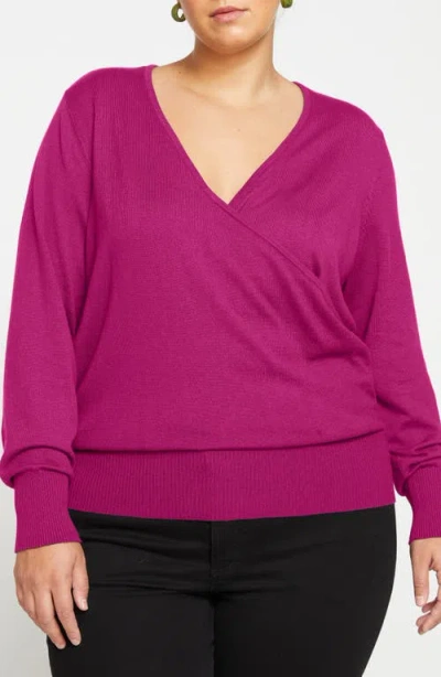 Universal Standard Statement Wrap Sweater In Plum Caspia