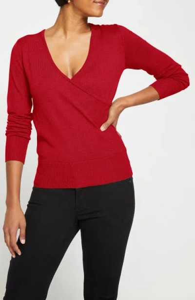 Universal Standard Statement Wrap Sweater In Vermillion Red