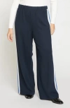 Universal Standard Stephanie Ponte Wide Leg Pants In Navy With Blue/white Stripe