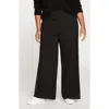 Universal Standard Stephanie Ponte Wide Leg Pants In Black With Black Stripe