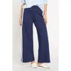 Universal Standard Stephanie Ponte Wide Leg Pants In Navy With Blue/white Stripe