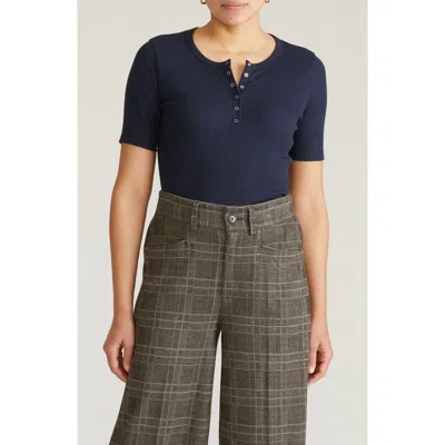 Universal Standard Stove Pipe Cotton Rib Henley In Blue