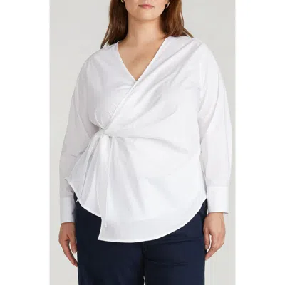 UNIVERSAL STANDARD UNIVERSAL STANDARD STRETCH COTTON BLEND POPLIN WRAP TOP