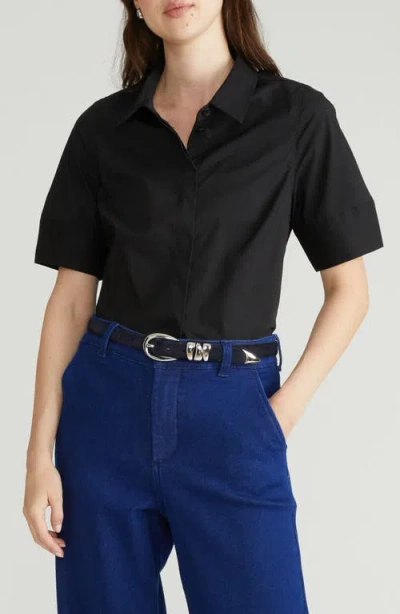 Universal Standard Stretch Poplin Shirt In Black