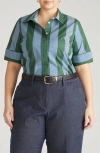 Universal Standard Stretch Poplin Shirt In Green