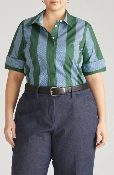 Universal Standard Stretch Poplin Shirt In Green