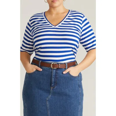 Universal Standard Stripe Cotton Jersey T-shirt In Blue
