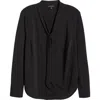 Universal Standard Tess Crepe Tie Neck Top In Black