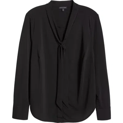 Universal Standard Tess Crepe Tie Neck Top In Black
