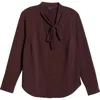 Universal Standard Tess Crepe Tie Neck Top In Brulee