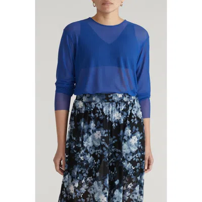 Universal Standard Thames Fog Sheer Mesh Top In Blue