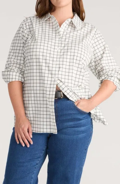 Universal Standard The Artist Poplin Shirt In White Windowpane Check