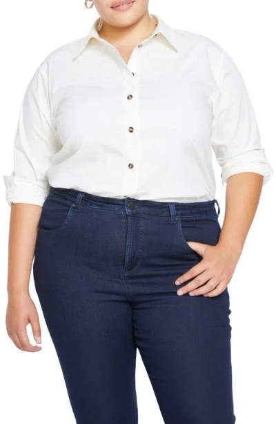 Universal Standard The Artist Stretch Cotton Poplin Button-up Shirt In White
