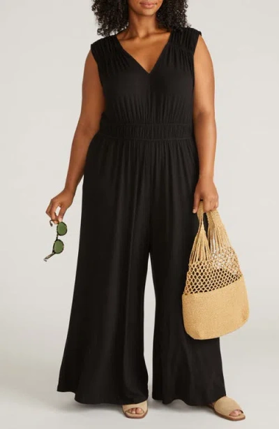 Universal Standard The Zoey Liquid Jersey Wide Leg Jumpsuit In Black