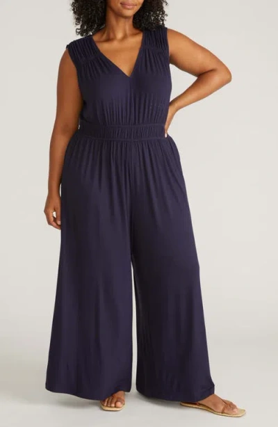 Universal Standard The Zoey Liquid Jersey Wide Leg Jumpsuit In Blue