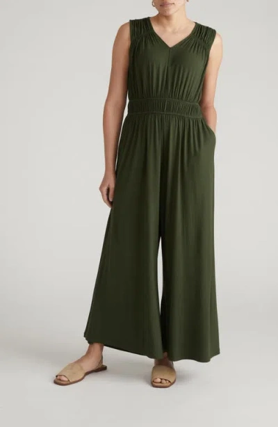 Universal Standard The Zoey Liquid Jersey Wide Leg Jumpsuit In Green