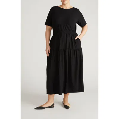 Universal Standard Thea Divine Jersey Midi Dress In Black