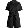 Universal Standard Tie Belt Stretch Twill Romper In Black