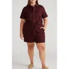 Universal Standard Tie Belt Stretch Twill Romper In Black Cherry