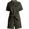 Universal Standard Tie Belt Stretch Twill Romper In Nori